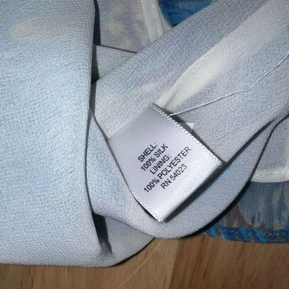 Banana Republic Multi-Color Silk Blouse, Flutter Sleeves & Ruffle Bib, Women’s M - Picture 7 of 11